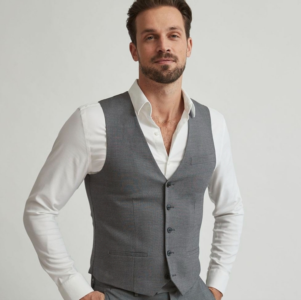 💜RW & Co. Essential  Button Down Grey Suit Vest